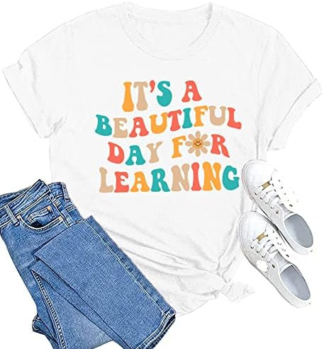 MAIHUN Women Teacher Life Shirt Teacher Gift Short Sleeve Shirts It s a Beautiful Day for Learnin... | Amazon (US)