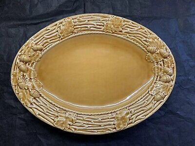 Bordallo Pinheiro Oak Leaf Platter Oval Serving Dish 15.5” Gold | eBay US