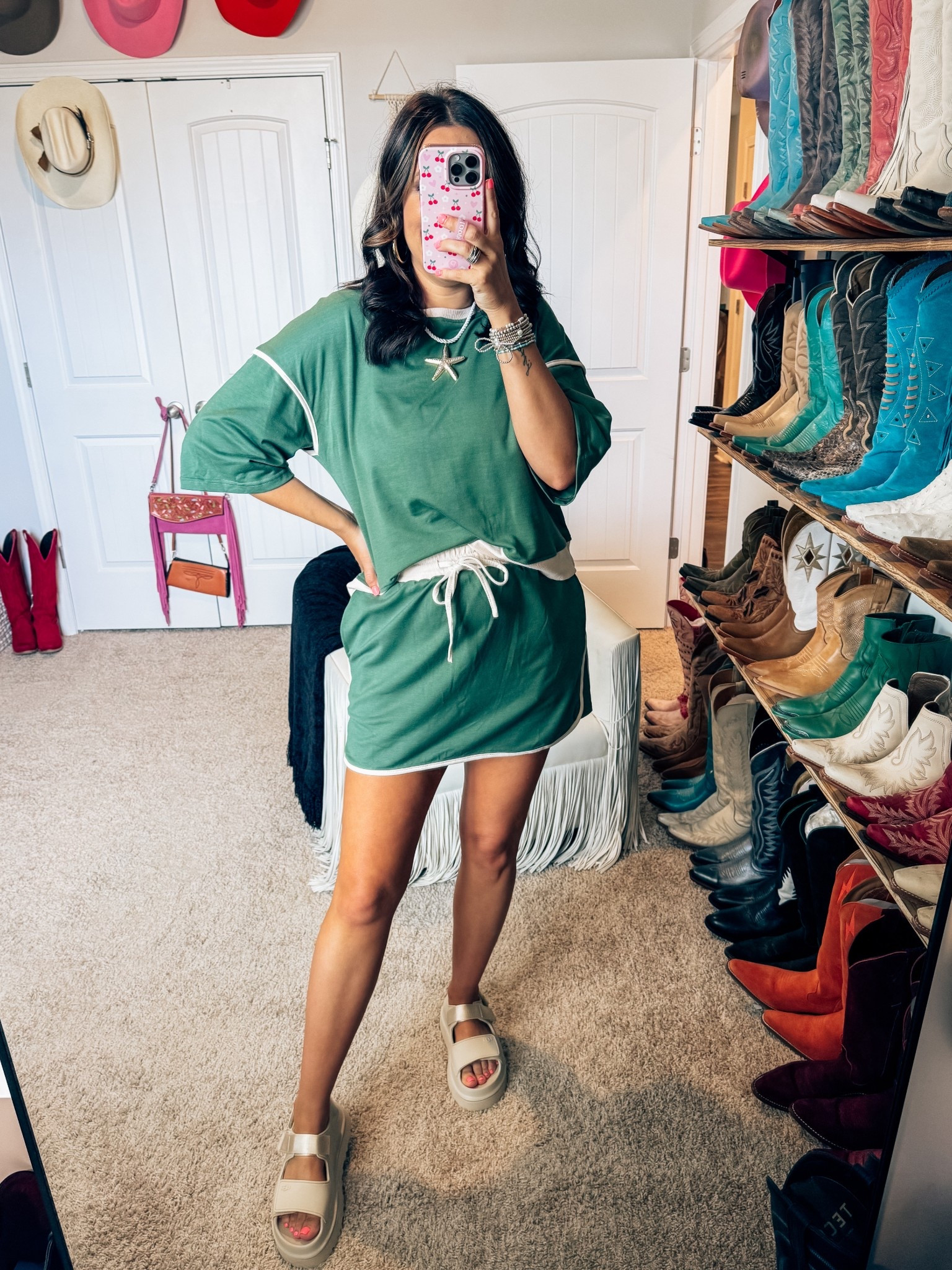 Two piece set in medium from Amazon - Ugg sandals and beach necklace - star fish and rope necklace - summer outfit - beach vacation - travel - resort wear 

#LTKFindsUnder50 #LTKStyleTip #LTKFindsUnder100