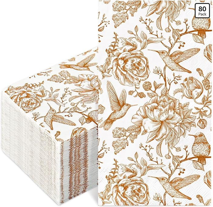 80Pcs Orange Bird Floral Guest Napkin Vintage Bird Flower Disposable Paper Napkins Chinoiserie Di... | Amazon (US)