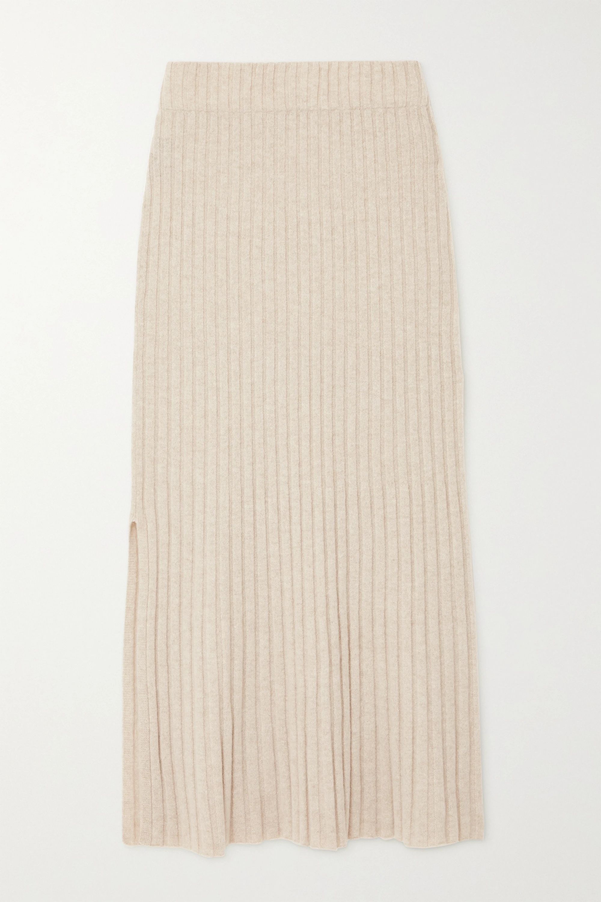 Sand Celine ribbed cashmere midi skirt | Lisa Yang | NET-A-PORTER | NET-A-PORTER (UK & EU)