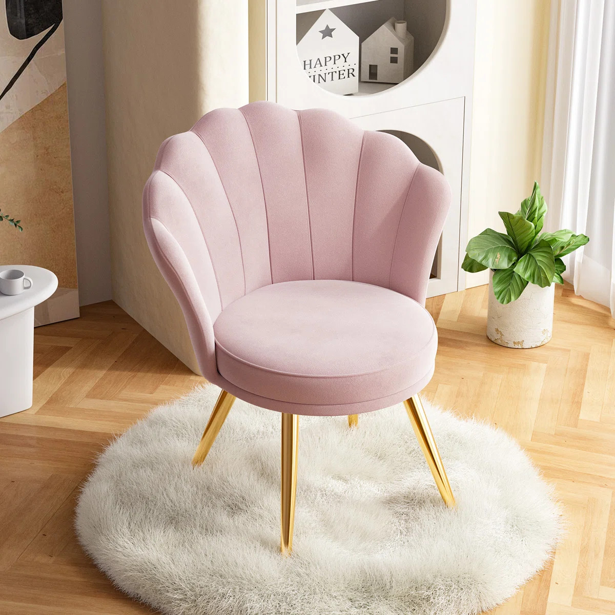 Back Velvet Accent Chair with Gold Legs, 18.5" Wide Upholstered Armchair with Padded Seat & Back ... | Wayfair North America