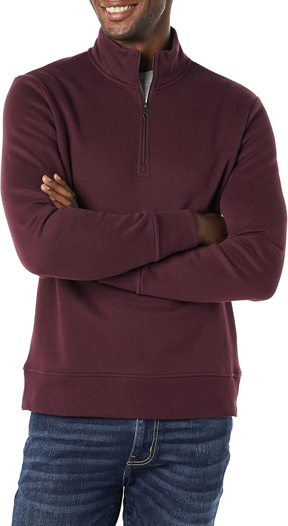 Amazon Essentials Men's Long-Sleeve Quarter-Zip Fleece Sweatshirt | Amazon (US)