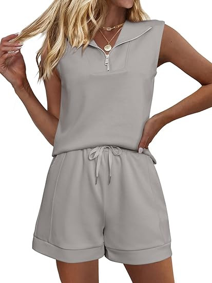 Glamaker Women's Two Piece Short Sets Summer Lounge Sweatsuits Air Essentials Sleeveless Outfits ... | Amazon (US)