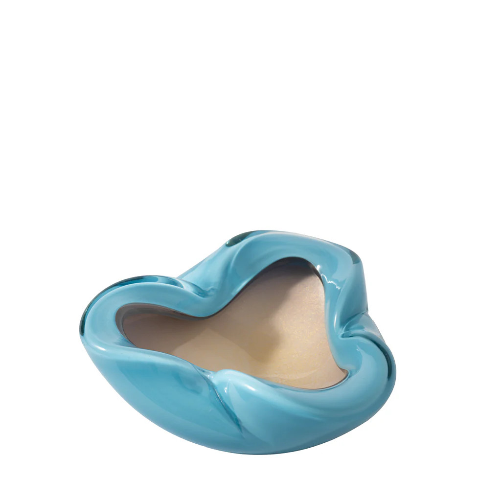 Vintage Turquoise and Peach Murano Bowl | One of a Kind Italian Murano | Blue Print