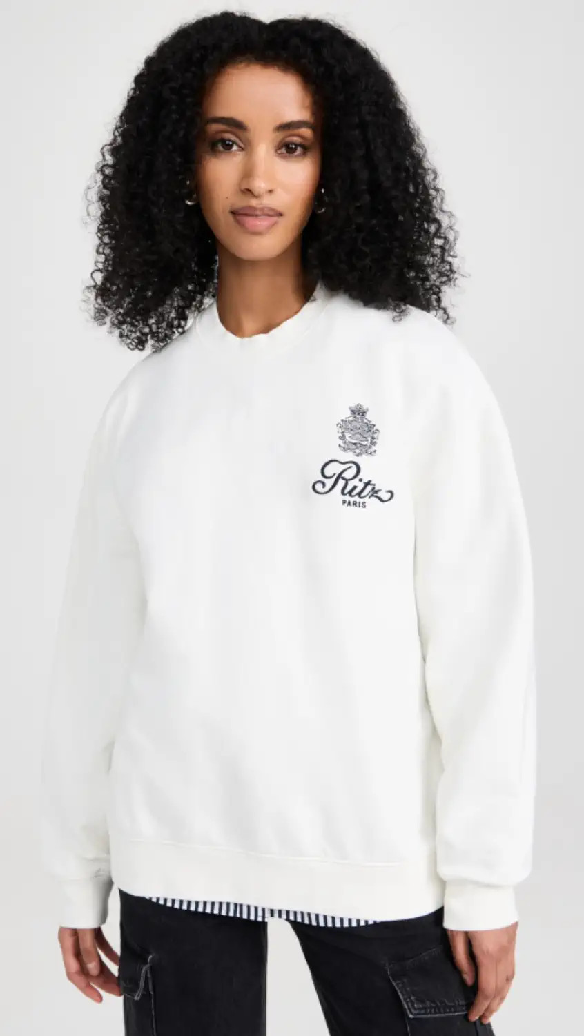 FRAME x Ritz Paris Unisex Privacy Please Crew Neck Sweatshirt | Shopbop