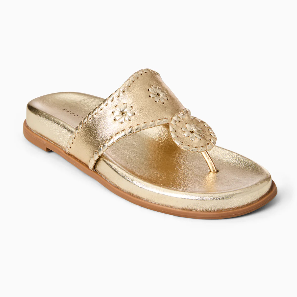 Jack Rogers Jacks Sport Sandal in Platinum – Metallic Leather Thong Sandals | Jack Rogers