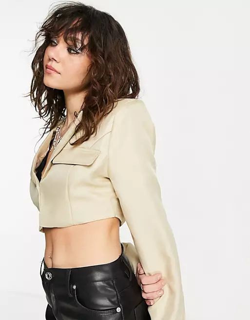 Missyempire cropped cargo jacket co ord in stone | ASOS (Global)