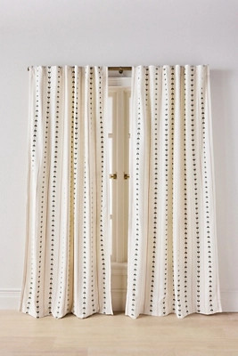 Embroidered Cotton Striped Hearts Curtain | Anthropologie (US)