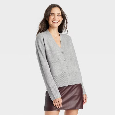 Women's Cozy Knit Everyday Cardigan - A New Day™ Gray M | Target