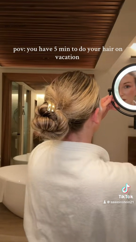 My Favorite Quick & Easy Hairstyle | If you know me, you know I loooove a slicked back bun. It’s quick, easy, and low maintenance. Only have 5 minutes? All you need is some hair oil, a good styling brush, hair ties, and a touch of hair spray! I love adding in a hair cuff 🎀

#LTKSeasonal #LTKHoliday #LTKBeauty