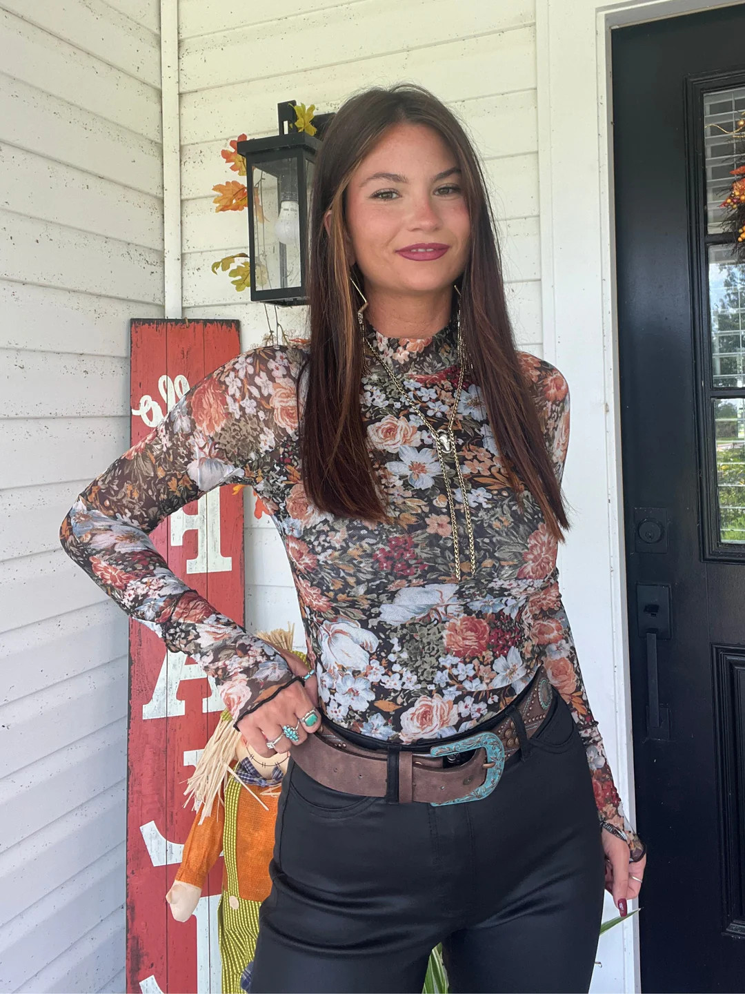 Floral Mesh Long Sleeve Top | Willow Boutique