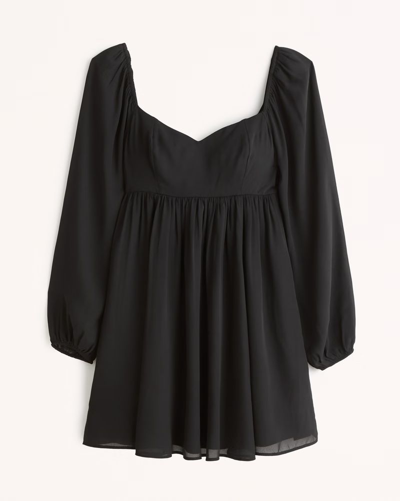 Women's Long-Sleeve Babydoll Mini Dress | Women's New Arrivals | Abercrombie.com | Abercrombie & Fitch (US)