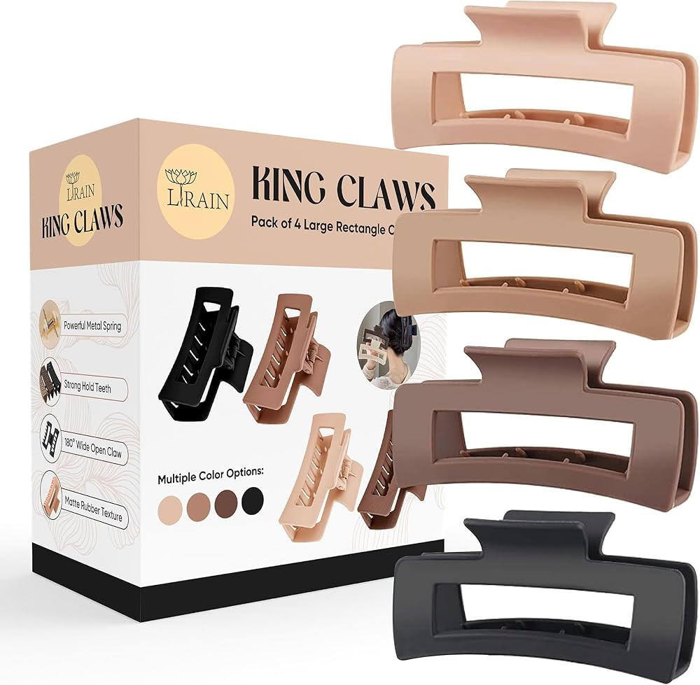 LiRain 5" Extra Large Claw Clips for Thick Hair, Big Hair Clips, Strong Hair Claws for Women, Per... | Amazon (CA)