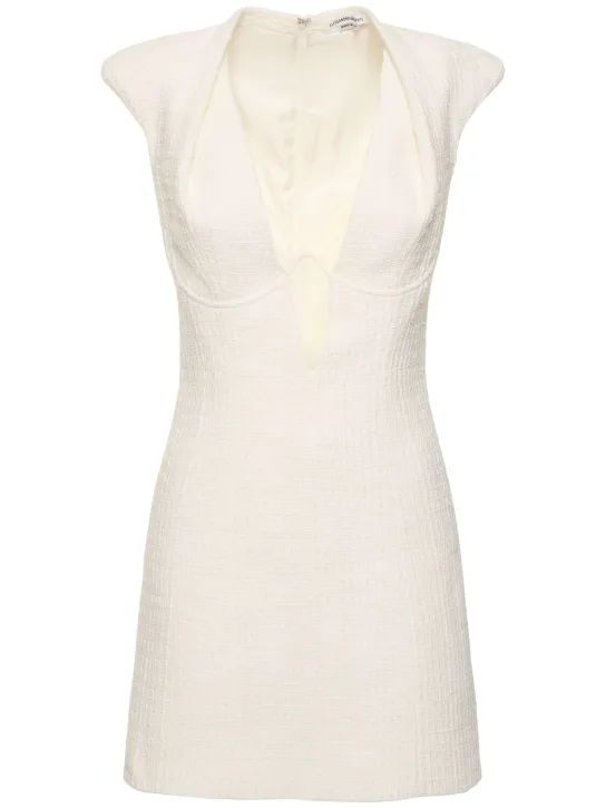 Sleeveless tweed v neck mini dress | Luisaviaroma
