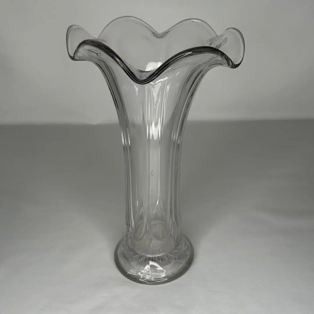 Vintage Mid 20th Century Clear Ruffled Swung Vase - Etsy Canada | Etsy (US)