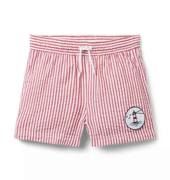 Recycled Striped Seersucker Swim Trunk | Janie and Jack