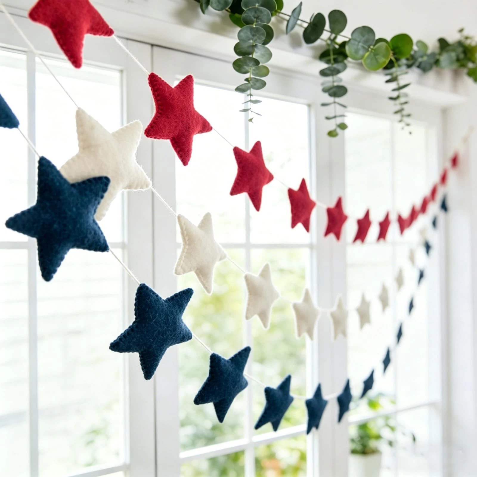 3 Pcs Patriotic Felt Banner Red Blue White Star Garland Pre-Assembled Hanging Ba | eBay | eBay US