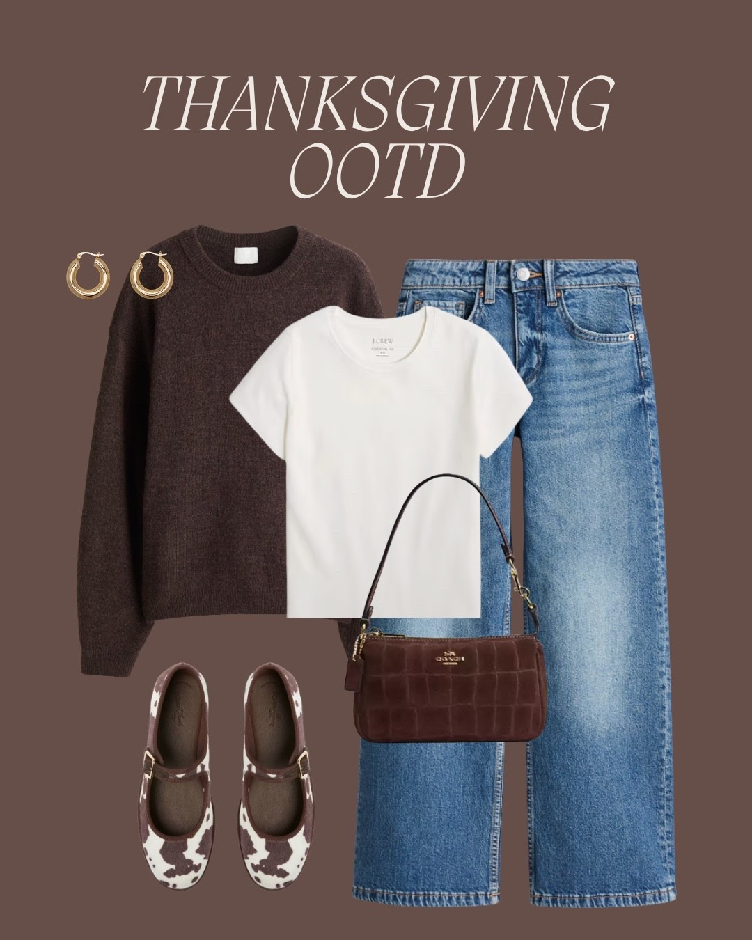 Thanksgiving OOTD #2: Comfort meets cute. 🤎
.
.
.
#jcrew #hm #target # coach #bananarepublic 

#LTKmomlife #LTKootd #LTKOver40