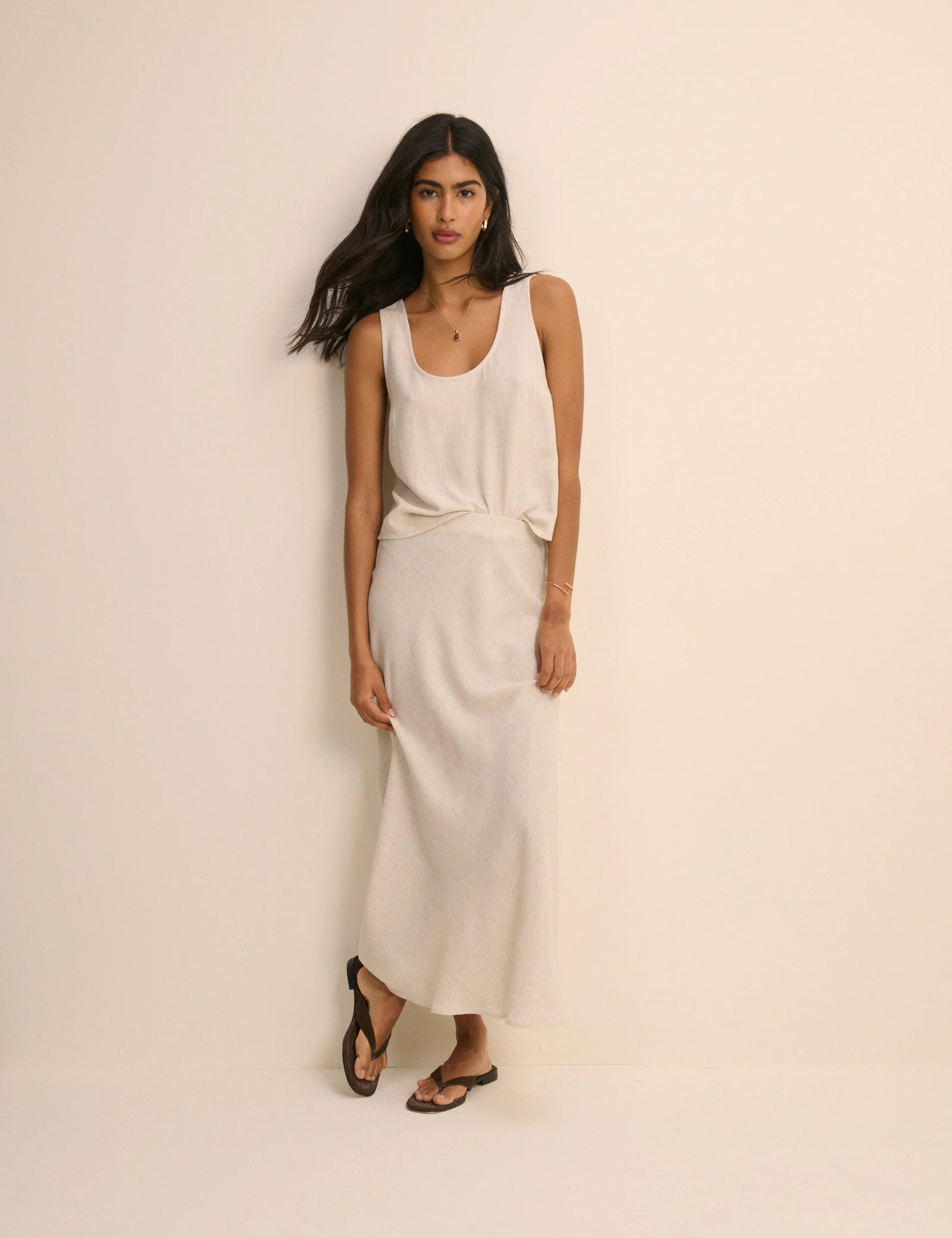 Cream Mila Midi Slip Skirt | Nobody's Child