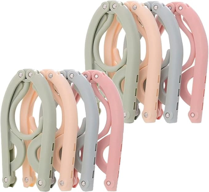 8pcs Folding Clothes Hangers, 4 Colors Travel Hangers Foldable Portable Plastic Clothes Coats Han... | Amazon (UK)