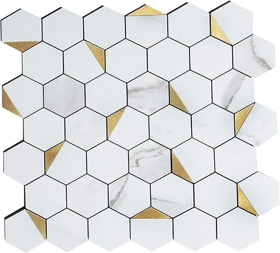 eazart Peel and Stick Backsplash Tile Aluminum Metal Self-Adhesive Hexagon Mosaic Decor for Kitch... | Amazon (US)
