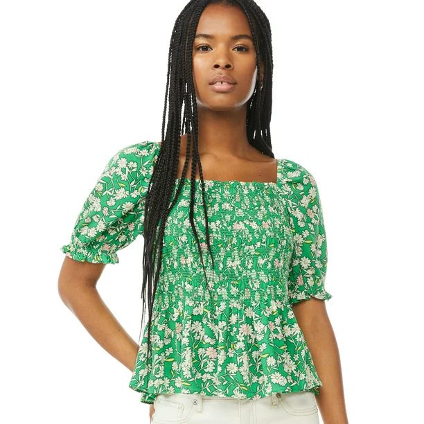 Scoop Women's Smocked Puff Sleeve Top | Walmart (US)