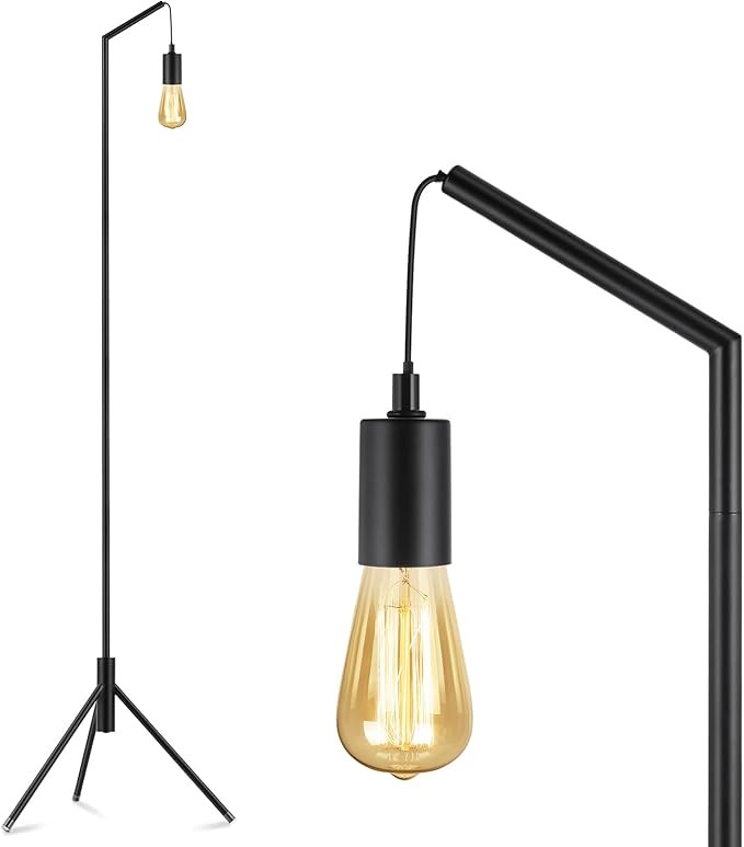 Industrial Floor Lamp for Bedroom Minimalist - Stable Black Floor Lamps for Living Room, Modern T... | Amazon (US)