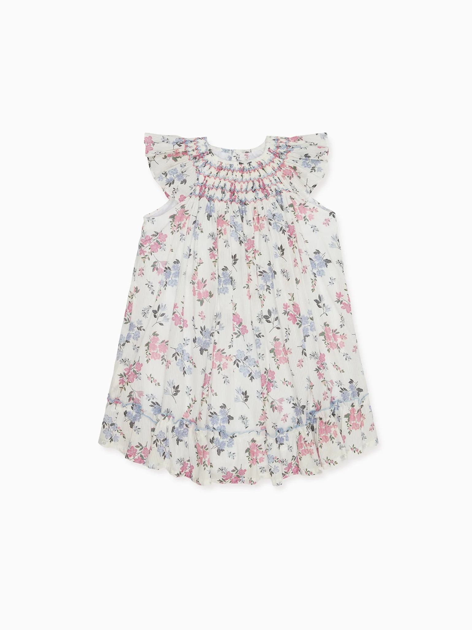 Magenta Floral Dahlia Girl Hand-Smocked Dress | La Coqueta Kids | La Coqueta