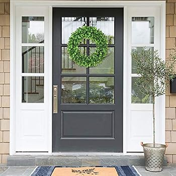 Lvydec Artificial Green Leaves Wreath - 20" Large Boxwood Wreath for Front Door Wall Window Farmh... | Amazon (US)