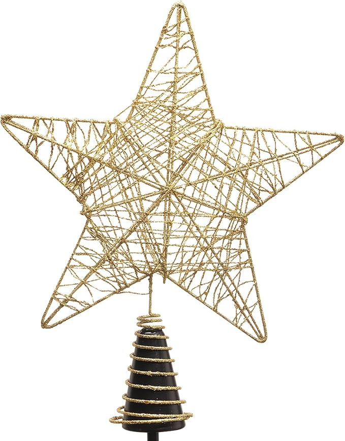 Christmas Tree Topper, 9 Inch Gold Glittered Metal Christmas Tree Decorations with 20 LED Lights,... | Amazon (US)