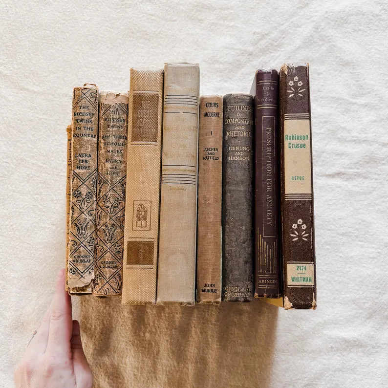 Vintage Decorative Book Set: Brown and Tan Color Theme - Etsy | Etsy (US)