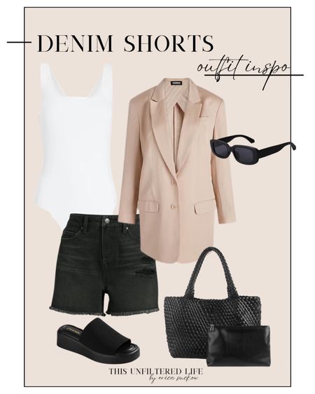 Denim shorts outfit inspo 🤍 

Walmart denim shorts, Walmart style, Amazon accessories, Express top, express linen blazer 

#LTKunder50 #LTKstyletip #LTKSeasonal