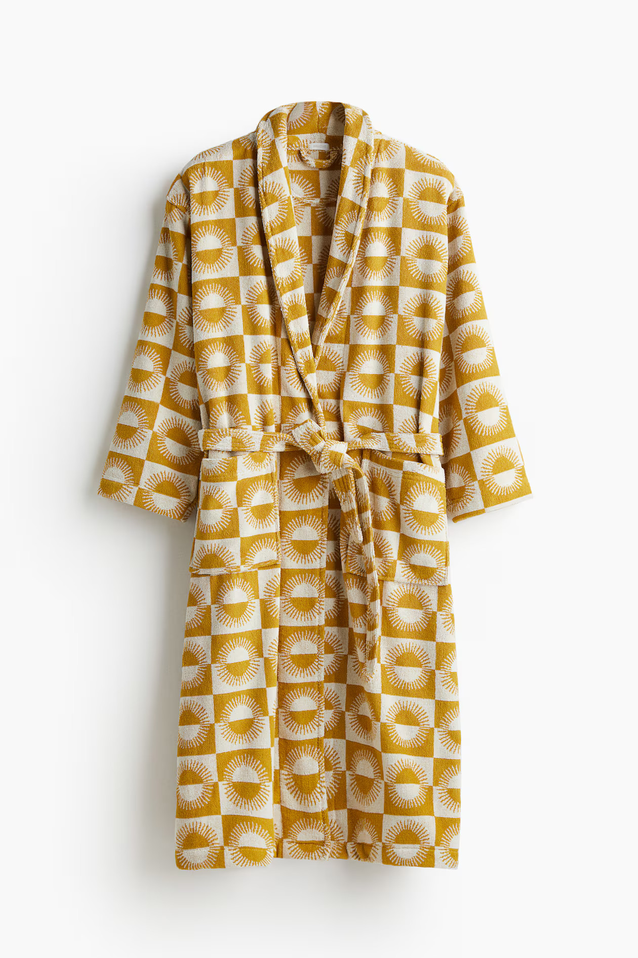 Patterned dressing gown - Mustard yellow/Patterned - Home All | H&M GB | H&M (UK, MY, IN, SG, PH, TW, HK)