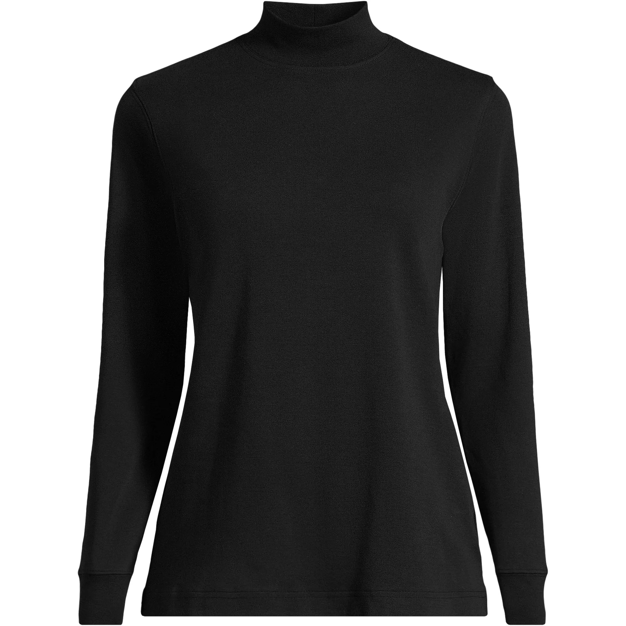 Women's Relaxed Cotton Long Sleeve Mock Turtleneck | Lands' End (US)