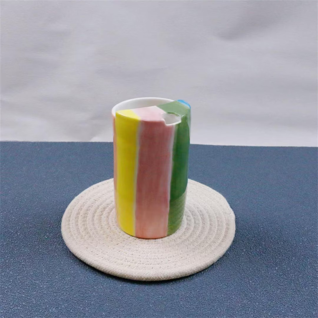 Handmade Striped Ceramic Travel Mug: Personalized Coffee Cup - Etsy | Etsy (US)