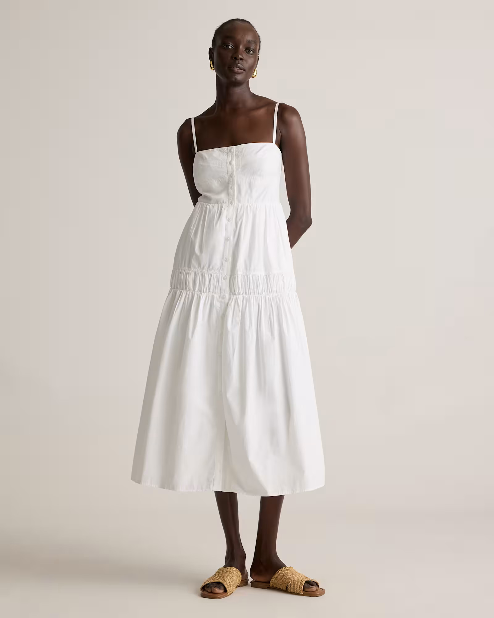 100% Organic Cotton Poplin Spaghetti Strap Maxi Dress | Quince