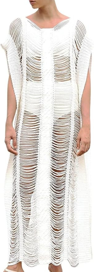 Bsubseach Women Crochet Hollow Out Swimsuit Cover Ups Knitted Beach Tank Dress | Amazon (US)