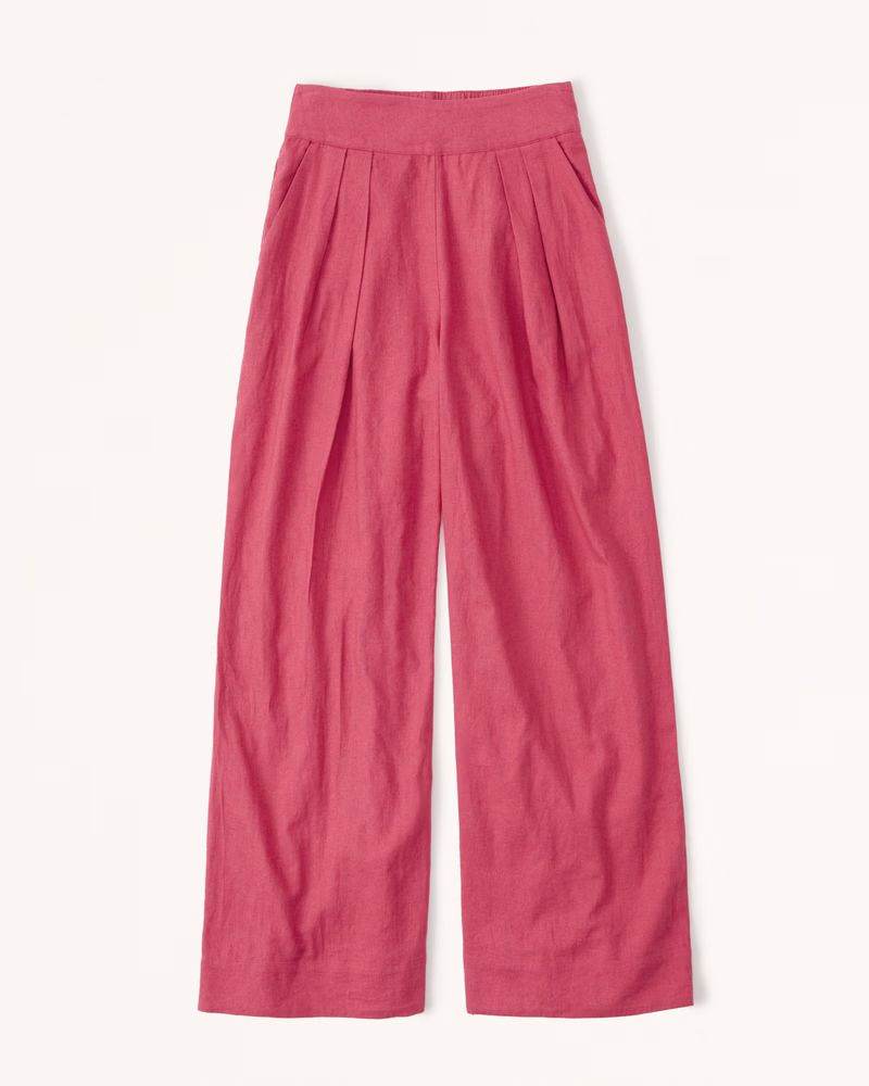 Linen-Blend Pleated Ultra Wide-Leg Pant | Abercrombie & Fitch (US)