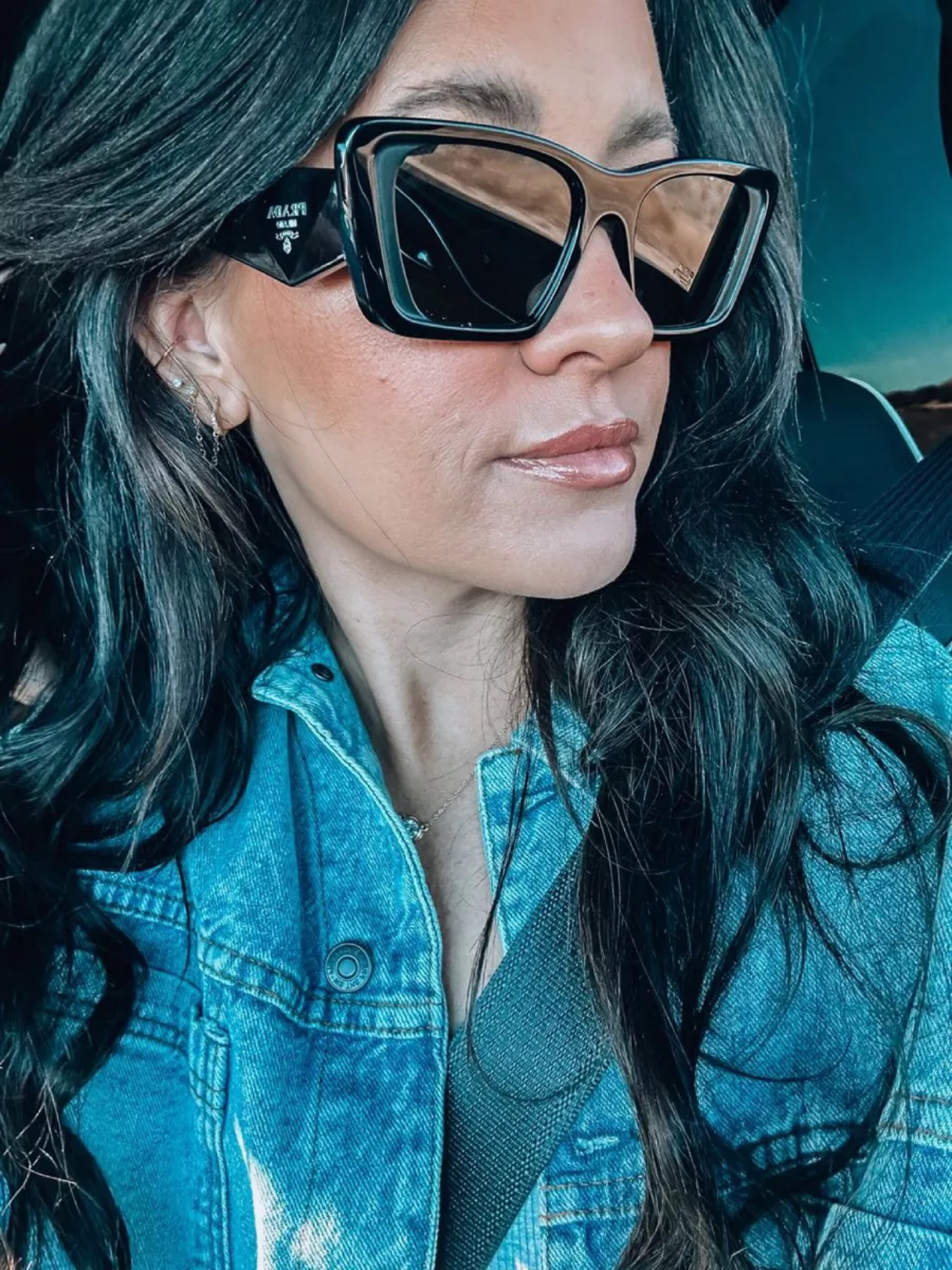 Prada Symbole evolution square sunglasses Prada Symbole Evolution Square in Black & Dark Grey | REVOLVE main image 3