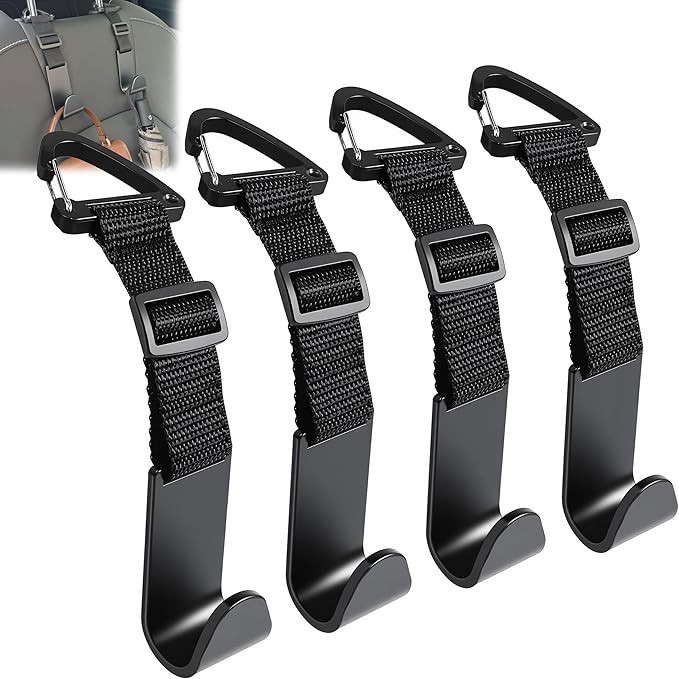 Amazon.com: Amooca Headrest Hooks for Car Adjustable 4 Pack Vehicle Seat Back Organizer Storage H... | Amazon (US)