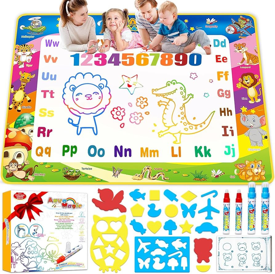 Toddler Toys Water Doodle Mat: 40 X 30 Inch Mess Free Coloring & Drawing Instant Drying Mat - Kid... | Amazon (US)