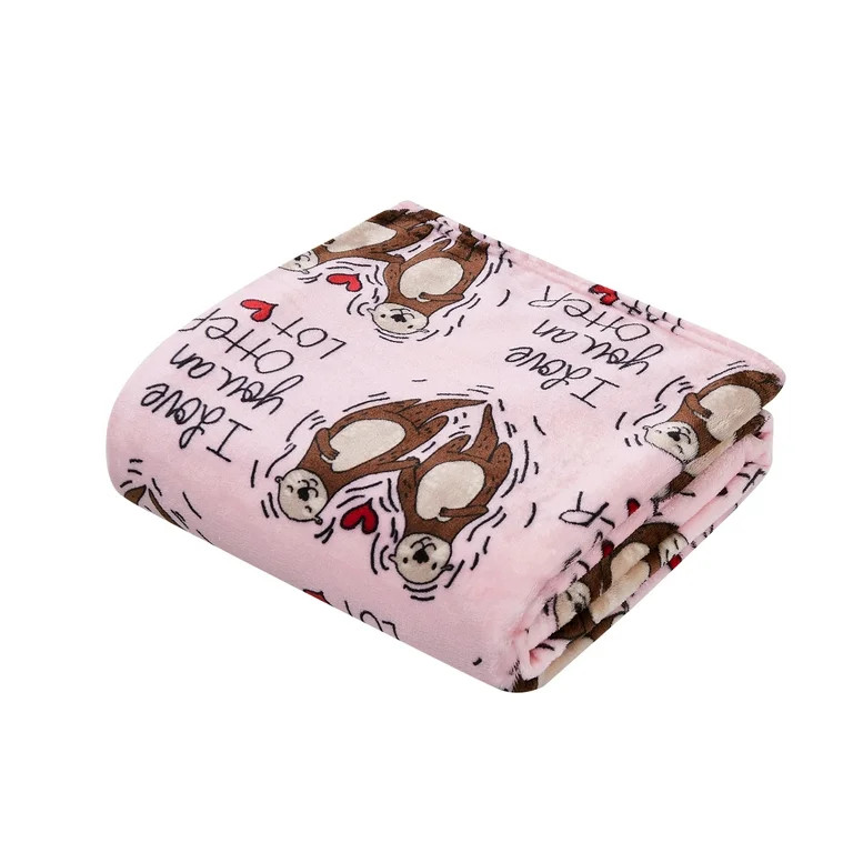 Way To Celebrate Valentine's Day I Love You an Otter Lot Throw Blanket, Standard Throw - Walmart.... | Walmart (US)