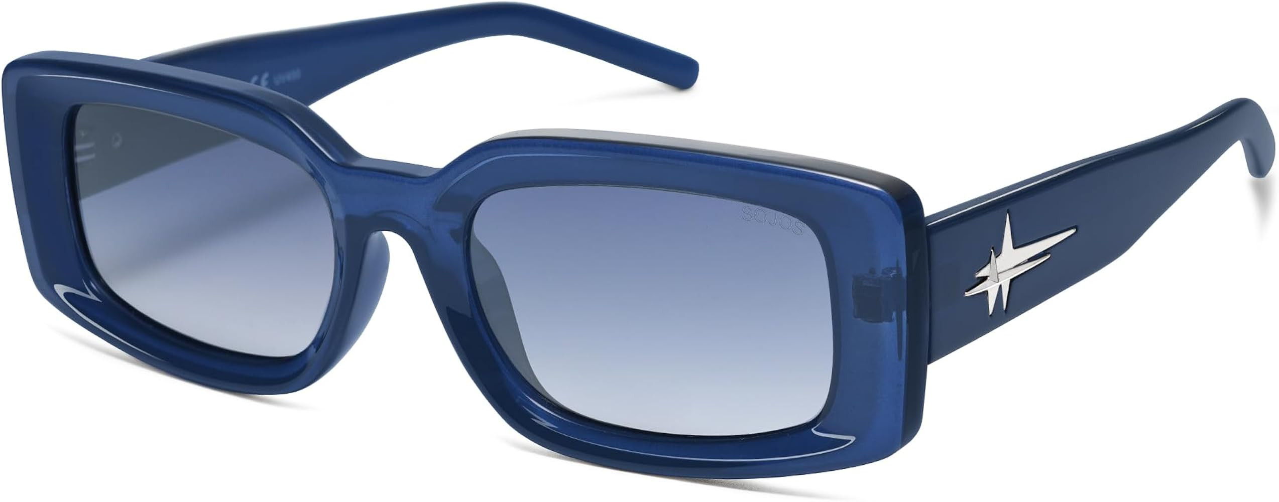 SOJOS Classic Trendy Rectangle Polarized Sunglasses Thick Frame with Star Decorations SJ2285 | Amazon (US)