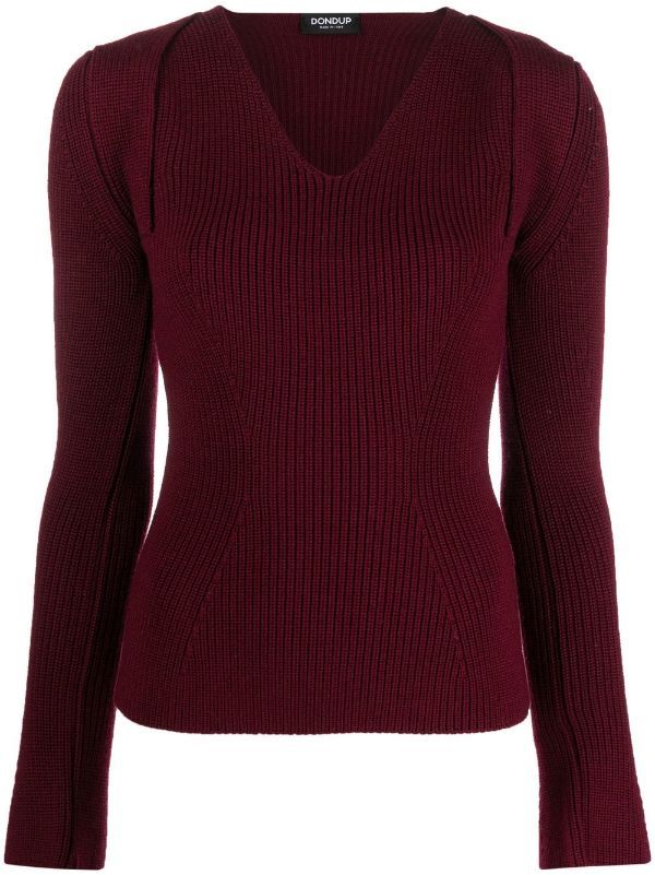 DONDUP Ribbed V-neck Sweater - Farfetch | Farfetch Global