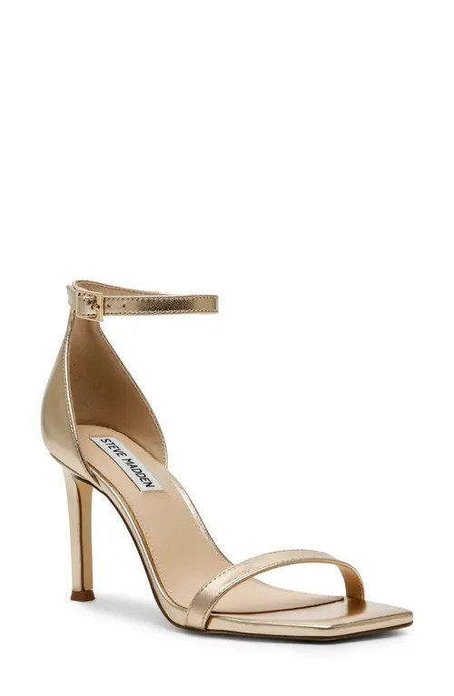 Steve Madden Piked Ankle Strap Sandal in Gold Leather at Nordstrom, Size 9.5 | Nordstrom