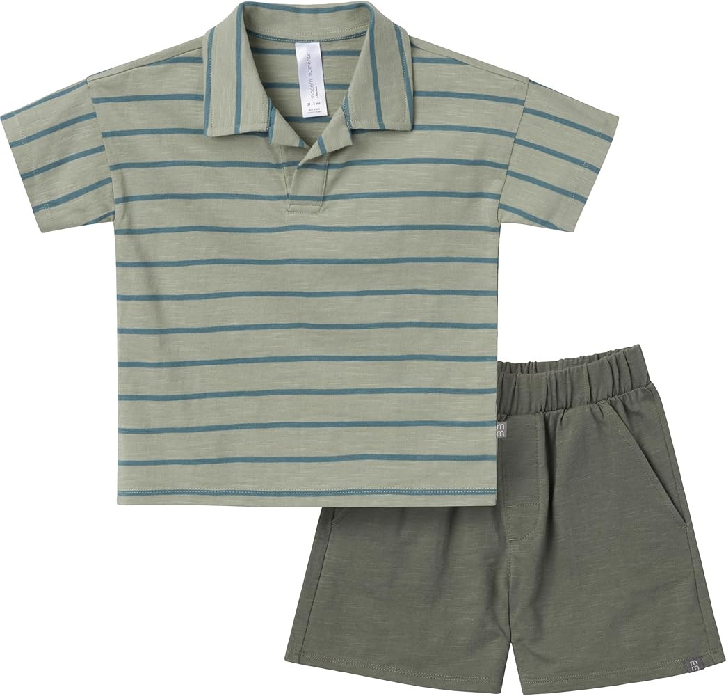 Modern Moments by Gerber Baby Boys 2-piece Johny Collar Shirt & Short Set | Amazon (US)