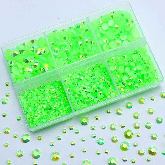 3000PCS Resin Flatback Rhinestone, 2mm 3mm 4mm 5mm 6mm Peridot AB Flatback Jelly Resin Rhinestone... | Amazon (US)