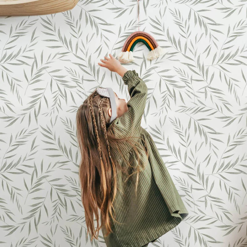 Light Green Botanical Foliage Wallpaper | Project Nursery