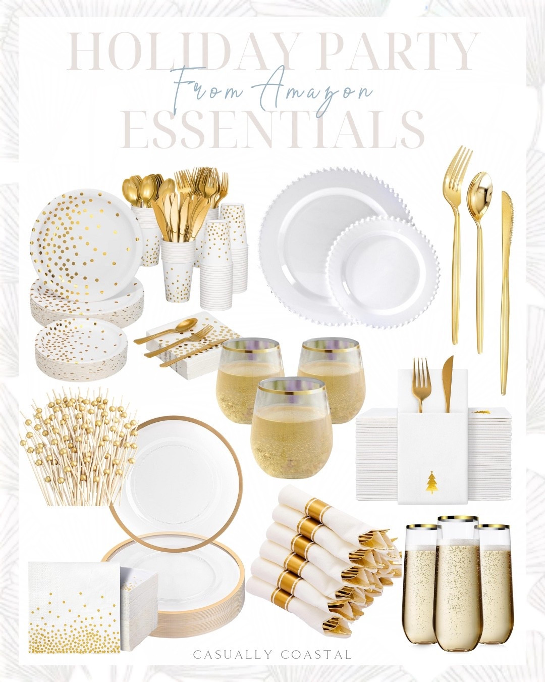 Holiday Party Essentials From Amazon 

Amazon hosting essentials, New Year’s Eve party essentials, 13 inch charger plates, gold rim plates, pre rolled gold plastic cutlery set, white and gold party supplies, disposable dinnerware, stemless crystal clear plastic wine glasses, cocktail picks, white plastic plates, beaded plates, gold plastic silverware, linen feel napkins, white and gold pinks dot cocktail napkins, beverage napkins, champagne flutes 

#LTKHome #LTKHoliday #LTKSeasonal